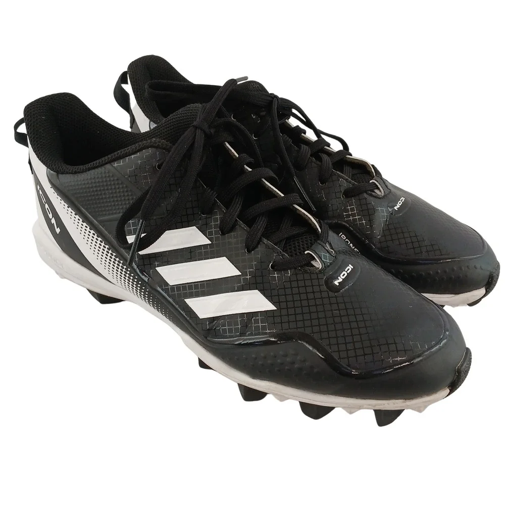 Adidas IronSkin Football Cleats Black White Size 9.5 Men's Molded Studs